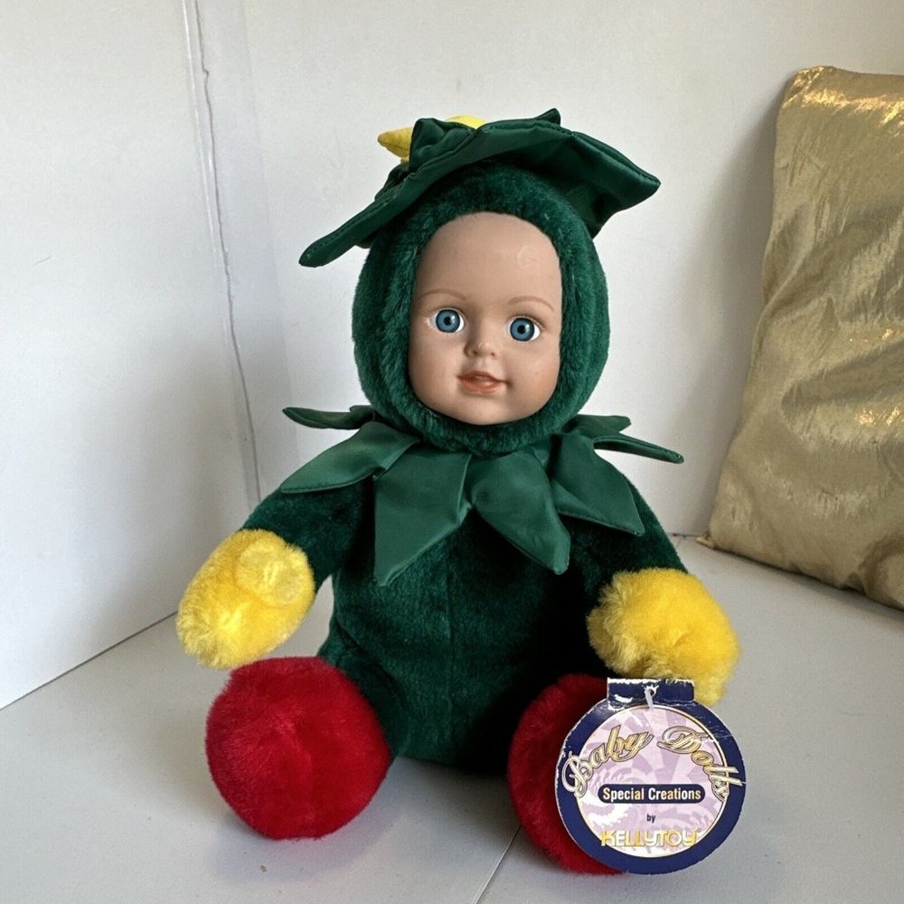 Kellytoy Doll Plush Christmas Tree Festive Holiday Green Blue Eyes 2000 W Tag